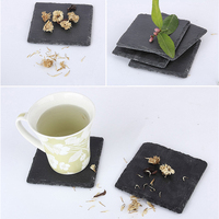 Ensemble de 12 pièces 4 pouces magnifiques sous-verres en pierre d'ardoise noire en vrac tampons d'ardoise carrés pour boisson Bar cuisine maison