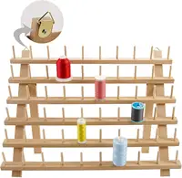 12-reel Wooden Thread Stand Holder Rack Sewing Embroidery Storage