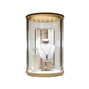 <span class=keywords><strong>Vitrine</strong></span> de présentation circulaire pour bijoux en verre, table de présentation pour jade et diamants, <span class=keywords><strong>vitrine</strong></span> de boutique haut de gamme en acier inoxydable - Product Image 5