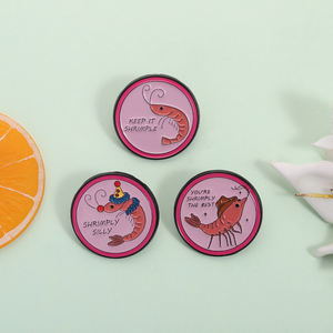 Frase di gioco di parole di gamberetti di cartone animato spille in smalto tenerlo gamberetto Clown spille stupide spille distintivo spille in metallo spille all'ingrosso - Product Image 2