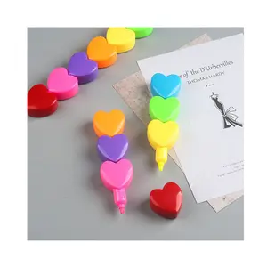 Couleurs pastel cœur pour enfants peinture surligneurs stylo multifonction pour enfants mignon kawaii marqueurs station