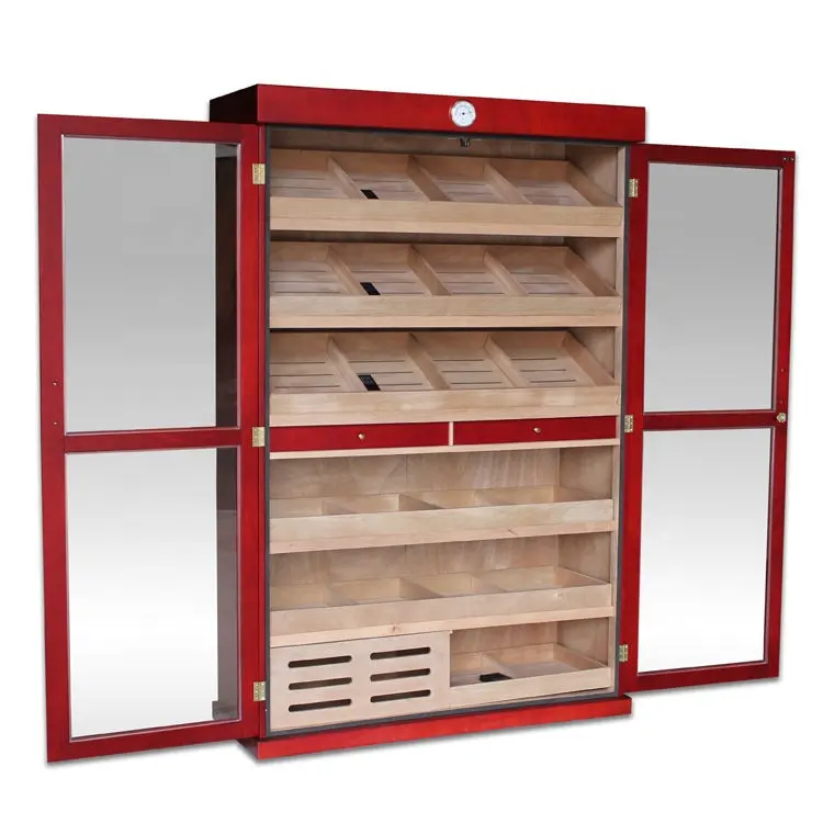 Custom Full Glassdoor Electrical Large 2 Double Cigar Humidors For Sale Used Humidor Led Cigar Display Cabinet