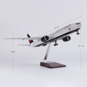 Modèle d'avion Boeing 777 <span class=keywords><strong>Air</strong></span> <span class=keywords><strong>Canada</strong></span> en résine avec train d'atterrissage et base en bois – Réplique de ligne aérienne, objet de collection, décoration d'intérieur, cadeau d'entreprise - Product Image 3