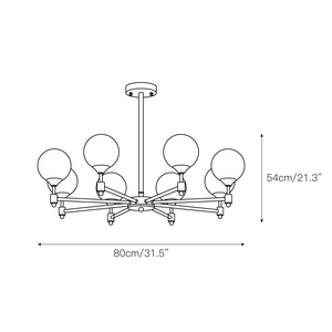 Alessio Globe lampadario moderno plafoniera in ottone con tonalità di vetro smerigliato per sala da pranzo, soggiorno e arredamento camera da letto - Product Image 3
