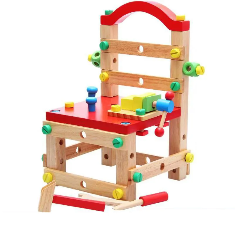 Aktivität werkzeuge Stuhl Kinder Kinder Montessori Set Vielseitiges Werkzeugs atz aus Holz Stuhl Spielzeug teile Fließband Montages pielzeug für Kinder