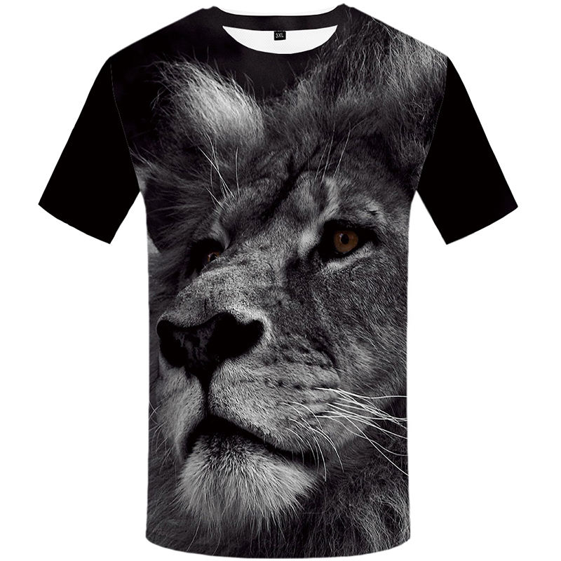 Shop Our Summer Men's T-Shirt with Lion Printed 3D Design