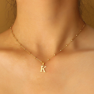 Collana con ciondolo con lettera iniziale placcata in <span class=keywords><strong>oro</strong></span> 14k Charm iniziale alla moda gioielli personalizzati alla moda regali per il giorno della donna - Product Image 2