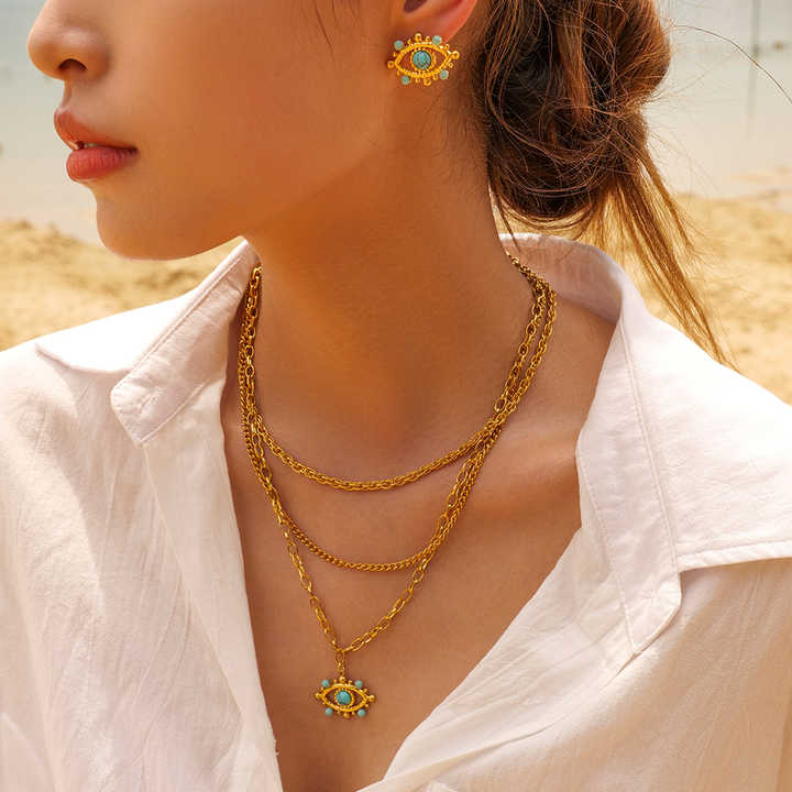 XOXO Women's 18K Gold Plated Jewelry Set - Necklace, Bracelet, Earrings, Ring, Rhinestone - View #4