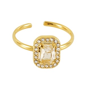 Nhẫn Halo CZ phong cách Victoria cổ điển mạ vàng 18K PVD, thép không gỉ 316L, có thể điều chỉnh, không bị xỉn màu - Product Image 5