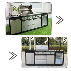 Ensemble de meubles de <span class=keywords><strong>cuisine</strong></span> <span class=keywords><strong>extérieure</strong></span> en acier inoxydable pour patio, avec bar, îlot barbecue <span class=keywords><strong>d</strong></span>'<span class=keywords><strong>été</strong></span>, tiroirs coulissants et robinet, pour villa - Product Image 5