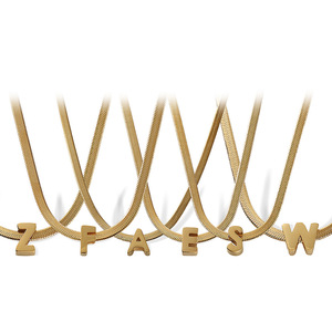 สร้อยคอจี้ตัวอักษร ชุบทอง สแตนเลสสตีล สำหรับผู้หญิง สวมใส่ได้ทุกวัน เครื่องประดับส่วนตัว สไตล์ 24K สายแบบงู - Product Image 5