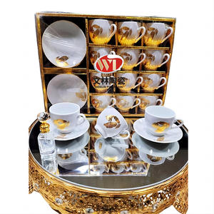 Taza de café y platillo de alta calidad de cerámica de Color dorado personalizado de Arabia Saudita, juego de té de café turco <span class=keywords><strong>Habesha</strong></span> - Product Image 4