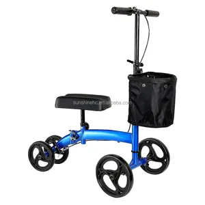 轻型可转向膝盖滑板车，带篮式可折叠4腿膝盖助行器，用于残疾人行动辅助设备WA227