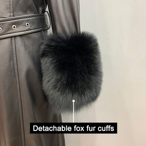 Manteau de fourrure <span class=keywords><strong>en</strong></span> cuir véritable de renard, Long manteau <span class=keywords><strong>en</strong></span> peau de mouton, véritable veste <span class=keywords><strong>en</strong></span> cuir <span class=keywords><strong>pour</strong></span> femmes, - Product Image 4
