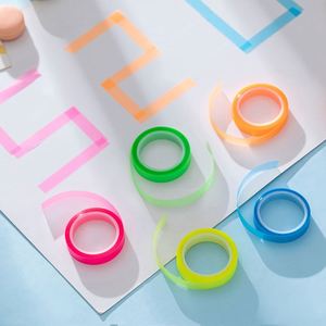 13mm Fluorescent PET Marking Tape Free-Tear <b>Sticky</b> <b>Note</b> Index Stickers 5 Pcs/Set for Students Transparent Office Use Extremely - Product Image 3
