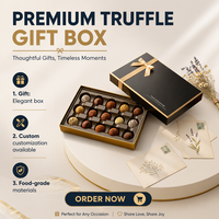 Boîte cadeau de luxe pour chocolats, 15 cavités, avec logo personnalisé, en carton rigide noir et or, pour truffes et confiseries, avec ruban et nœud.