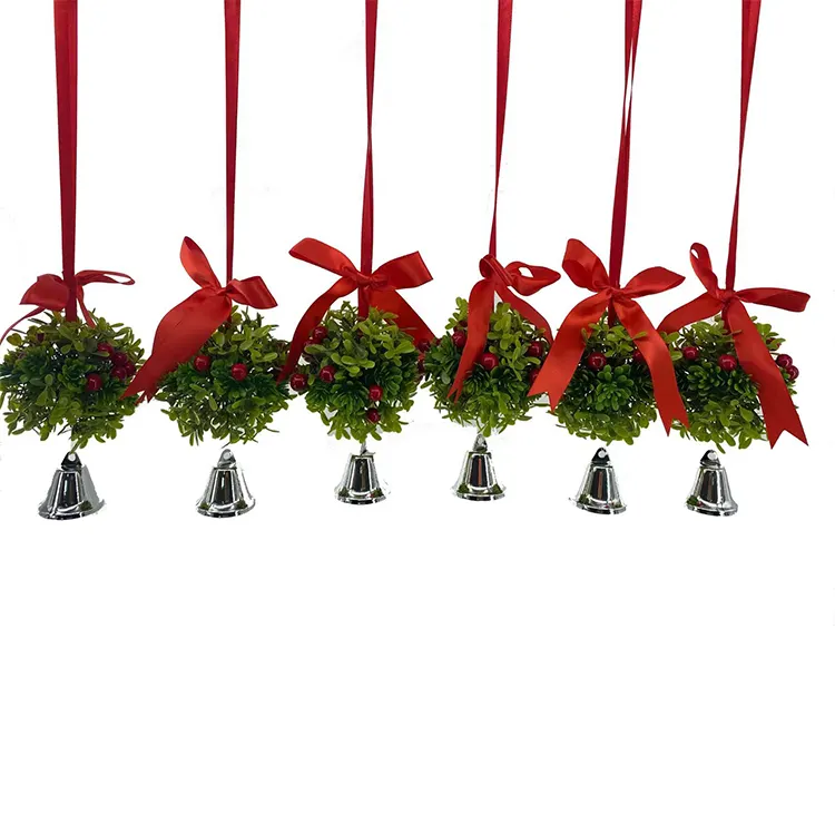 Natal Topiary visco Bola decorativa falso pendurado artificial beijando bola ornamentos para o Natal Temporada com sino