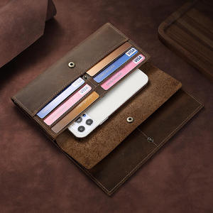 Portefeuille long en cuir Crazy Horse vintage AndoBag pour homme, pochette pour téléphone en cuir de vache véritable, sac à main simple 229 - Product Image 2