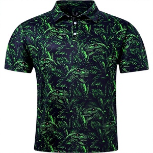 Chemise de golf décontractée pour homme en tricot Spandex/Polyester à séchage rapide, manches courtes avec impression par sublimation - Product Image 2