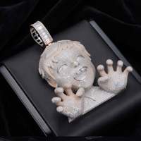 Oferta Especial: Colgante Hip Hop Personalizado de Plata con Moissanita y Diseño 3D de Personaje de Dibujos Animados, Joyería Bling para Hombre, Moda Urbana