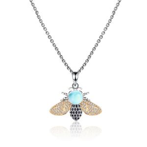 Fabrika özelleştirme takı bakır Pectolite/<span class=keywords><strong>Larimar</strong></span> taş taş kolye moda özel bal arısı kolye