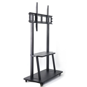 Soporte de TV de acero de altura ajustable Soporte móvil con función giratoria Inclinación de <span class=keywords><strong>distancia</strong></span> plana Soporte de TV en blanco y negro Carro de TV de oficina - Product Image 1