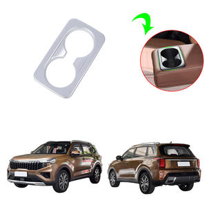 Caja de reposabrazos trasero para <span class=keywords><strong>KIA</strong></span> <span class=keywords><strong>Sportage</strong></span> 2021 <span class=keywords><strong>2022</strong></span>, accesorios interiores de ABS, color plata mate, cubierta embellecedora, soporte para taza de agua - Product Image 1
