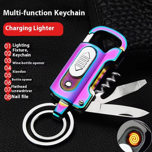 New USB điện tử nhẹ hơn Keychain rượu vang mở dao đèn pin một từ tuốc nơ vít đa chức năng kim loại Windproof người đàn ông tiện ích - Product Image 3