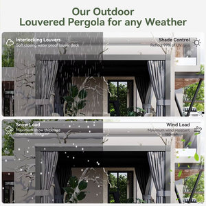 Pergola de jardin personnalisable, installation facile, structures extérieures, toit à lames, idées de pergola avec clôture - Product Image 4