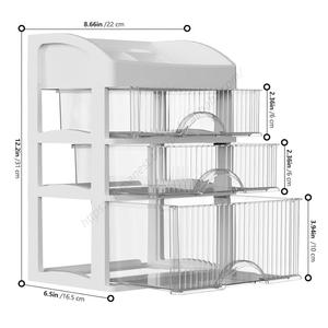 Caja de Almacenamiento Giratoria Multifuncional de Acrílico para Maquillaje, Joyería y Cosméticos - Organizador de Escritorio con Cajones - Product Image 3
