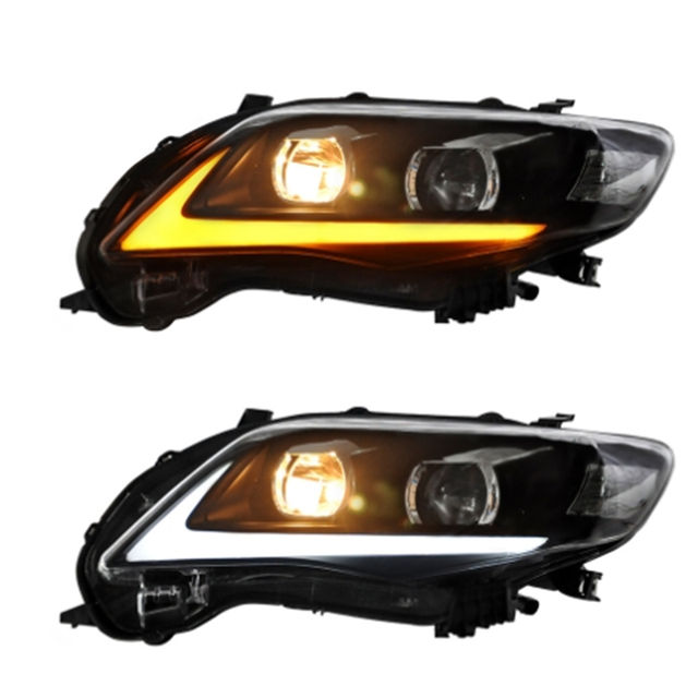 For Toyota Corolla 11-13 Headlights Assembly Modified Led Day Running Light Double Lens Xenon Lamp for Corolla Headlight