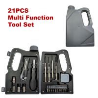 Kit d'outils portables OEM 21 pièces avec étui en forme de bidon de lubrifiant, ensemble d'outils à main robuste et de qualité supérieure pour la réparation à domicile