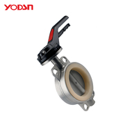 Vanne papillon manuelle YODSN SS, OEM personnalisé, type Wafer sanitaire pour équipement d'eau haute pression PN10 PN16
