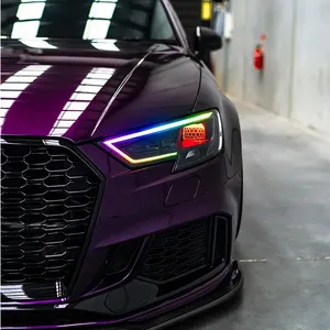 Bungkus mobil ungu mengkilap warna berubah Film vinil otomatis pembungkus Foil pembungkus mobil vinil