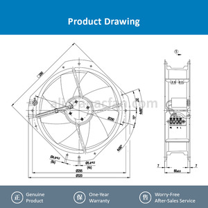 Ventilador axial industrial de 250 mm ebm-papst W2E250-HL06-01 230V CA para refrigeración y ventilación - Product Image 4