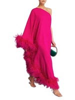 Mode une épaule plume élégante robe grande taille vêtements pour femmes lâche longues robes décontractées solides