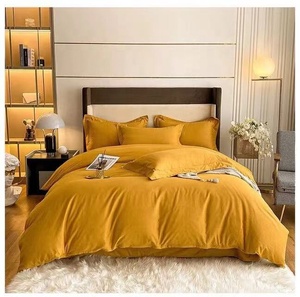 Vente en gros de linge de lit de luxe en microfibre 100%, 4 pièces, taille USA, UK, Allemagne, <span class=keywords><strong>France</strong></span>, housse de couette et taies d'oreiller, ensemble de literie uni - Product Image 1