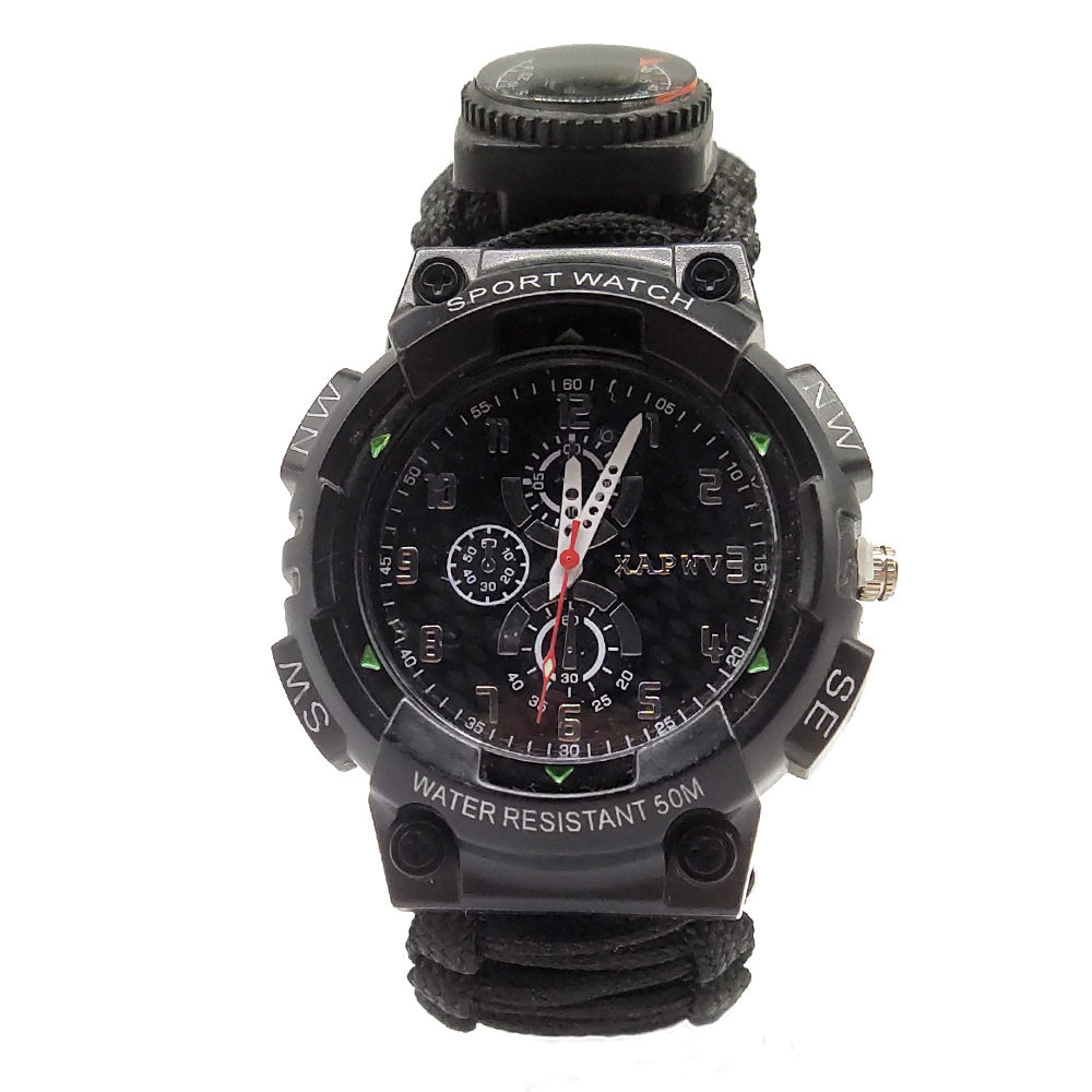 EMAK Outdoor Multi Functional waterproof Hiking Camping Emergency Survival Compass Watch