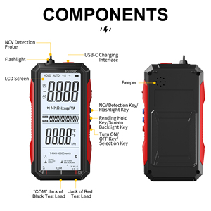 Multimètre numérique professionnel rechargeable à écran super large, 6000 points de lecture, auto-étalonnage, affichage 4 chiffres, non étanche, facile à lire - Product Image 3