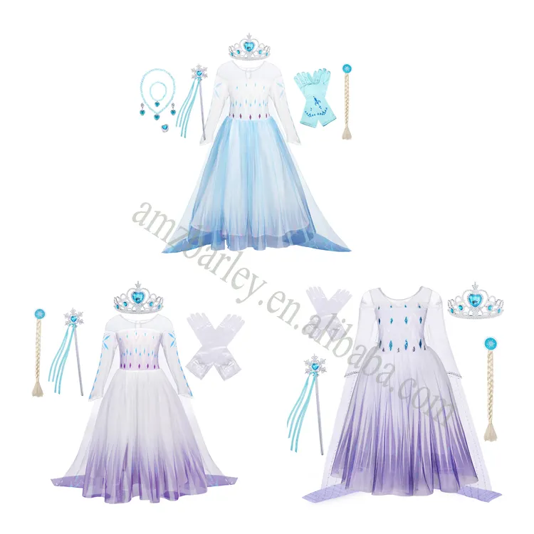 Disfraz de Reina Elsa para niñas, disfraz de princesa con accesorios para fiesta, Halloween y Navidad