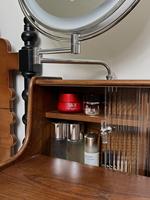 Table de chevet compacte en bois massif avec miroir et tiroirs pour petites chambres – Rangement minimaliste pour maquillage
