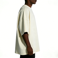 T-shirts surdimensionnés pour hommes, logo imprimé personnalisé, épaules tombantes, col rond côtelé, streetwear, t-shirt 100% coton, t-shirt de luxe pour hommes
