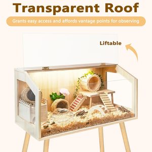 Grandes maisons pour animaux de compagnie 32 "x 16" x 40 "Cage pour hamster avec pattes Habitat anti-mastication pour cochons d'Inde et maison pour hamster - Product Image 5