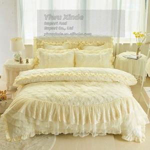 Parure <span class=keywords><strong>de</strong></span> <span class=keywords><strong>lit</strong></span> 6 pièces style <span class=keywords><strong>princesse</strong></span> avec jupe <span class=keywords><strong>de</strong></span> <span class=keywords><strong>lit</strong></span>, imprimé réactif respirant et brodé, matelassée décorative - Product Image 2