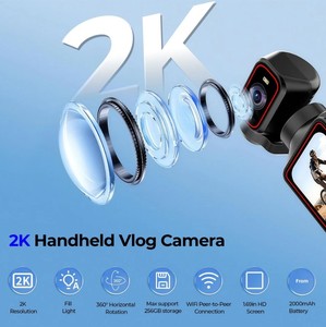 Caméscope numérique portable L19S mini avec stabilisateur de poche, kit Vlog rotatif, design Ring Pro, caméra d'action extérieure avec Wi-Fi - Product Image 4