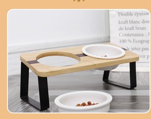 Bambu Kedi Mama Kabı Tutucu Evcil Hayvan Mama Kabı Tutucu Evcil Hayvan Masası İçme Kabı Kedi Maması Tutucu - Product Image 3