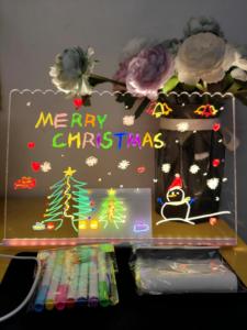 30*20cm Warm White <strong>USB</strong> Powered Creative Memo <strong>Boards</strong> With <strong>LED</strong> Light 3D Acrylic Writing Drawing Note <strong>LED</strong> <strong>Message</strong> <strong>Board</strong> with 7 Pens - Product Image 2