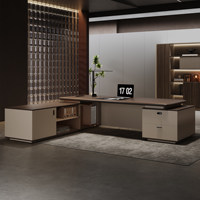 LBZ-192X Ensemble de chaise de bureau de luxe en PVC laqué thermoformé en forme de L pour PDG et directeur général