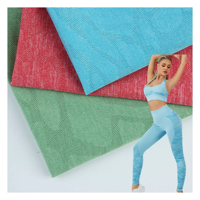 Atmungsaktives Öse Polyester Nylon 4 Weg dehnbar individuell gestrickt Jacquard 170GSM dry fit Sportbekleidung Stoff für Leggins