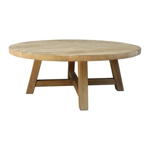 <span class=keywords><strong>Table</strong></span> basse centrale de luxe classique de ferme moderne en bois d'orme massif rustique rond au design antique nouveau - Product Image 3